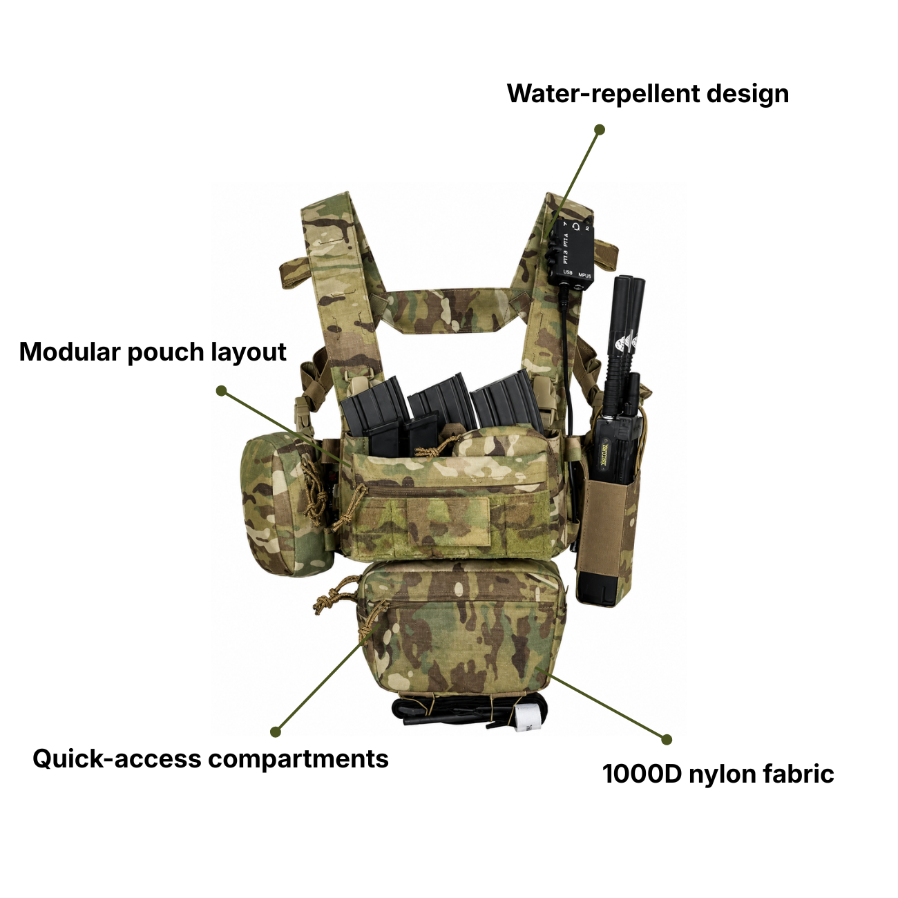 Modular Tactical Chest Rig – Multi Pouch Combat Loadout System