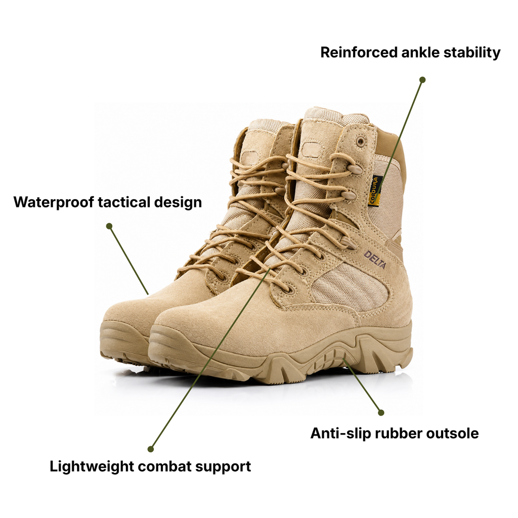 Men’s Waterproof Tactical Boots – Lightweight Combat & Hiking Support