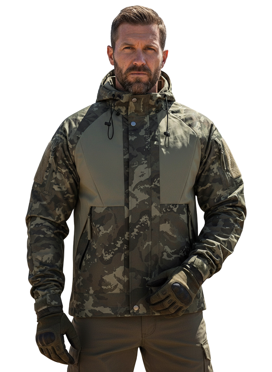 Tactical Men's Camo Hooded Windbreaker Jacket