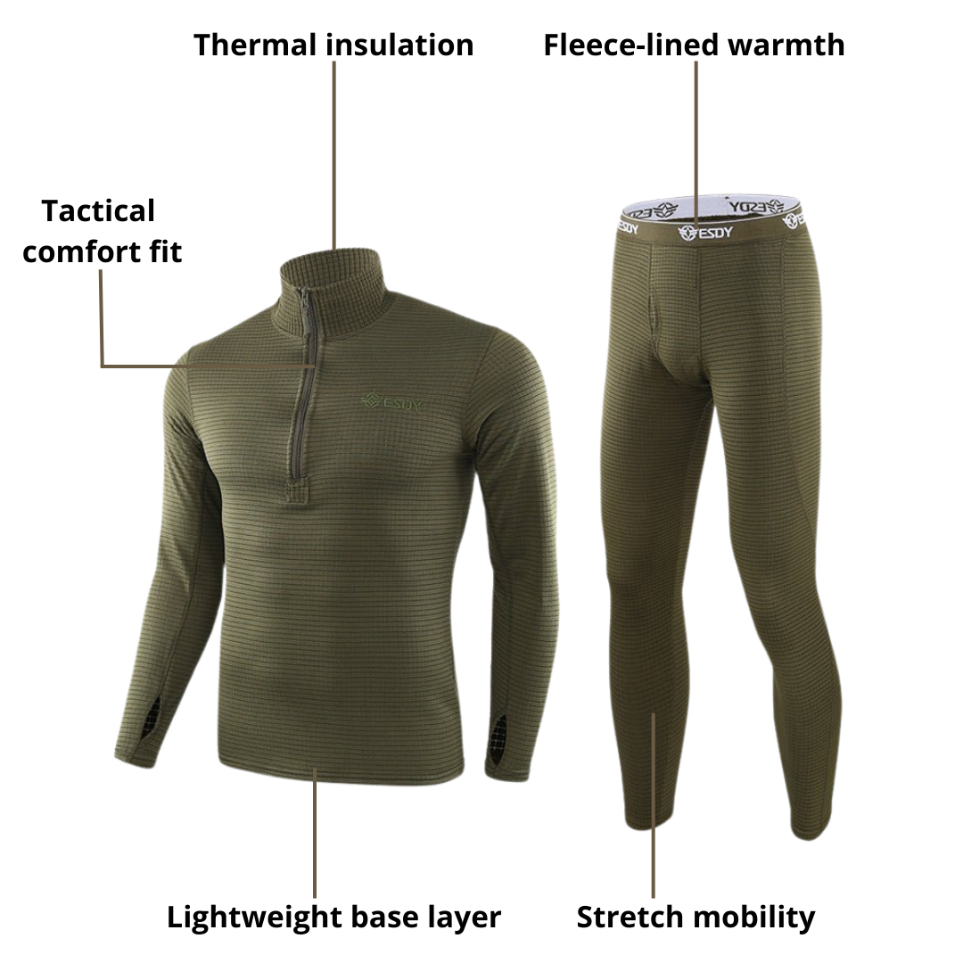 Tactical Warm Fleece Thermal Underwear Set – Insulated Base Layer